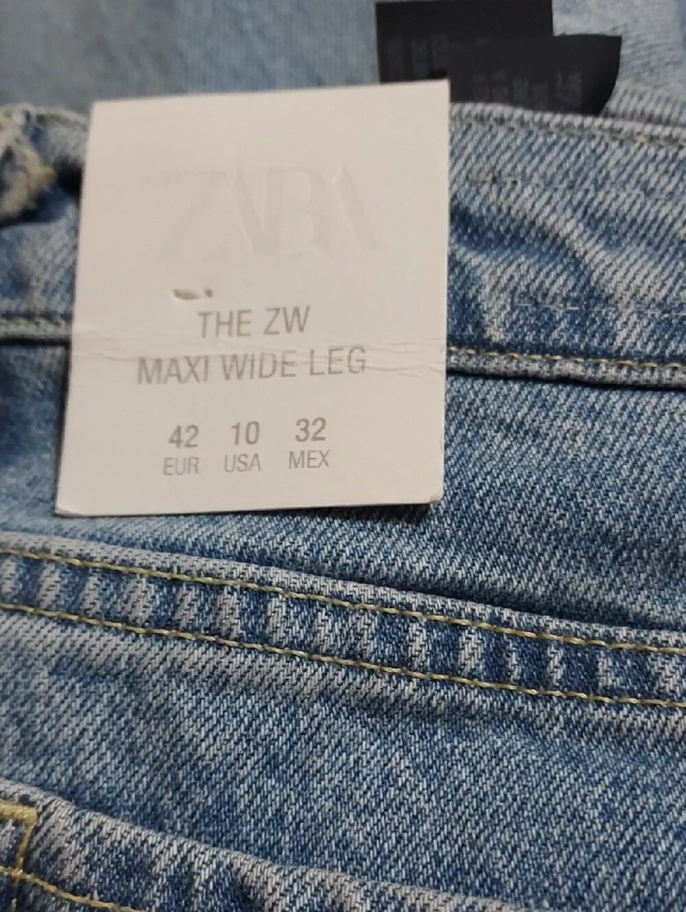 Zara Zw Collection Maxi Wide Leg Low Rise Light Wash Sz-10